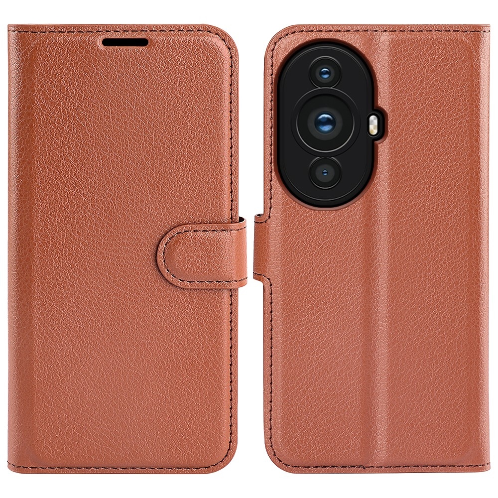 Litchi könyv tok Huawei Nova 11-hez - barna
