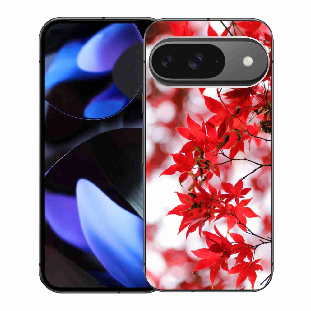 Zselés borítás mmCase a Google Pixel 9/9 Pro készülékhez - piros levelek