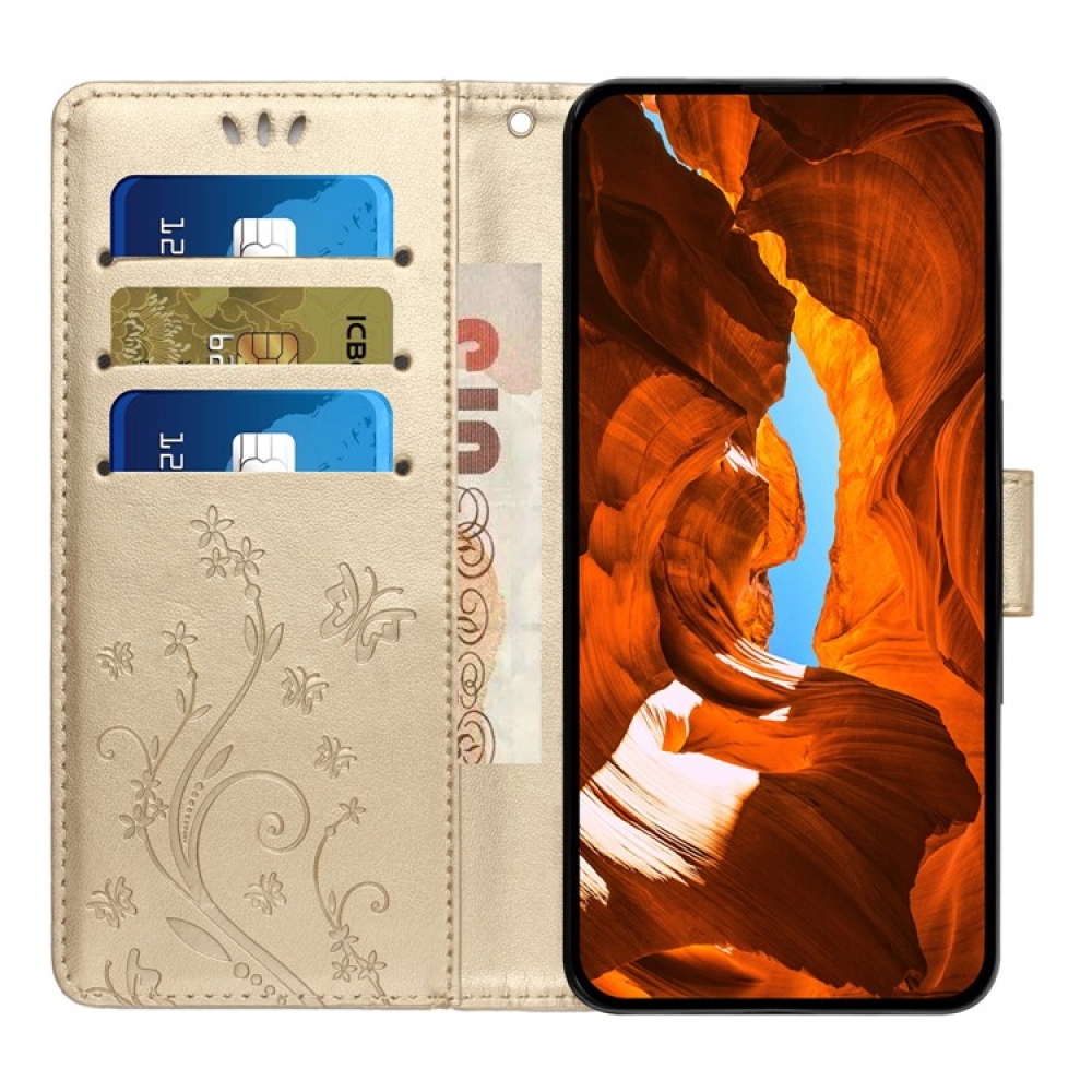 Virágok könyv tok iPhone 17 Pro-hoz - arany