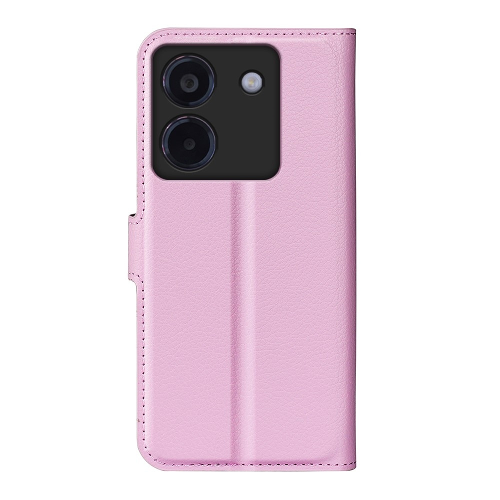 Litchi könyv tok a Xiaomi Poco M7 Pro 5G-hez - rózsaszínű