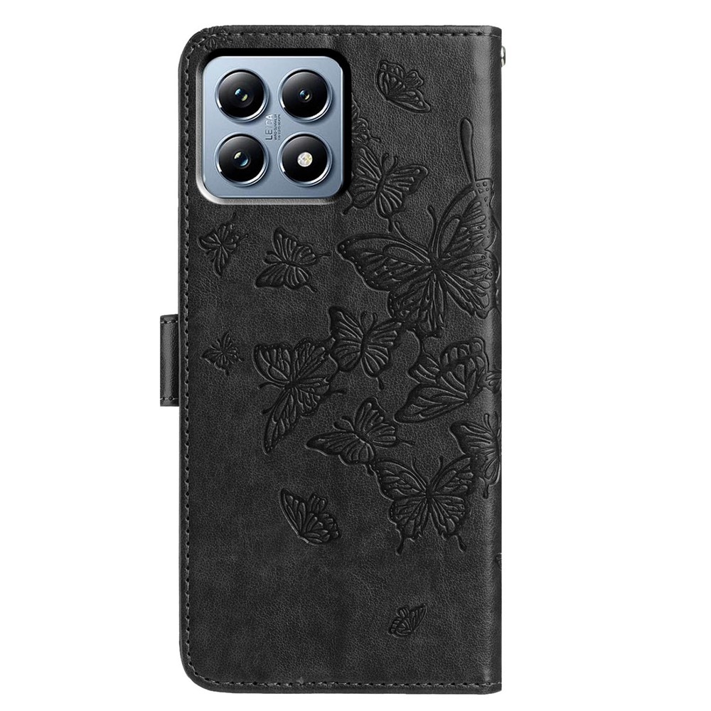 Virágos pillangó könyv tok Xiaomi 15T Pro-hoz - fekete