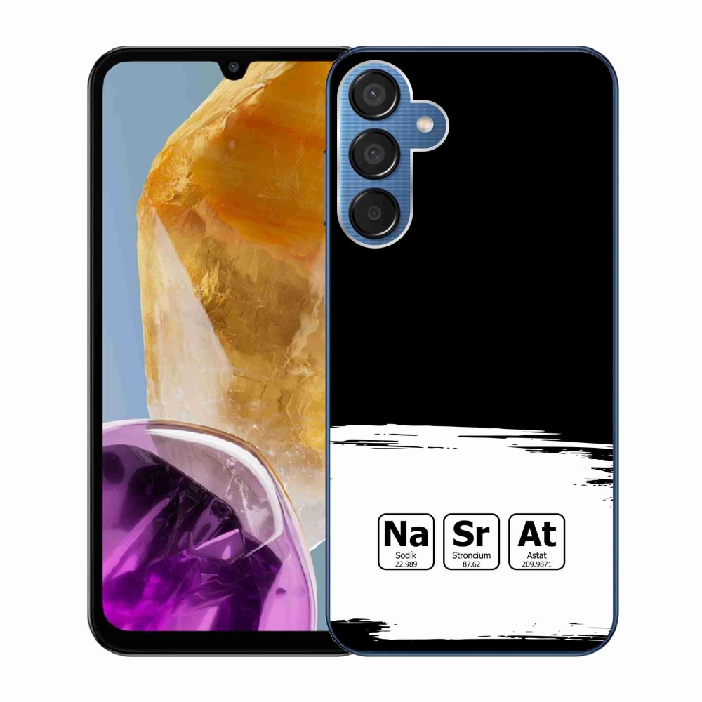 Gél borító mmCase Samsung Galaxy M15 5G - kémiai elemek fehér és fekete háttérrel