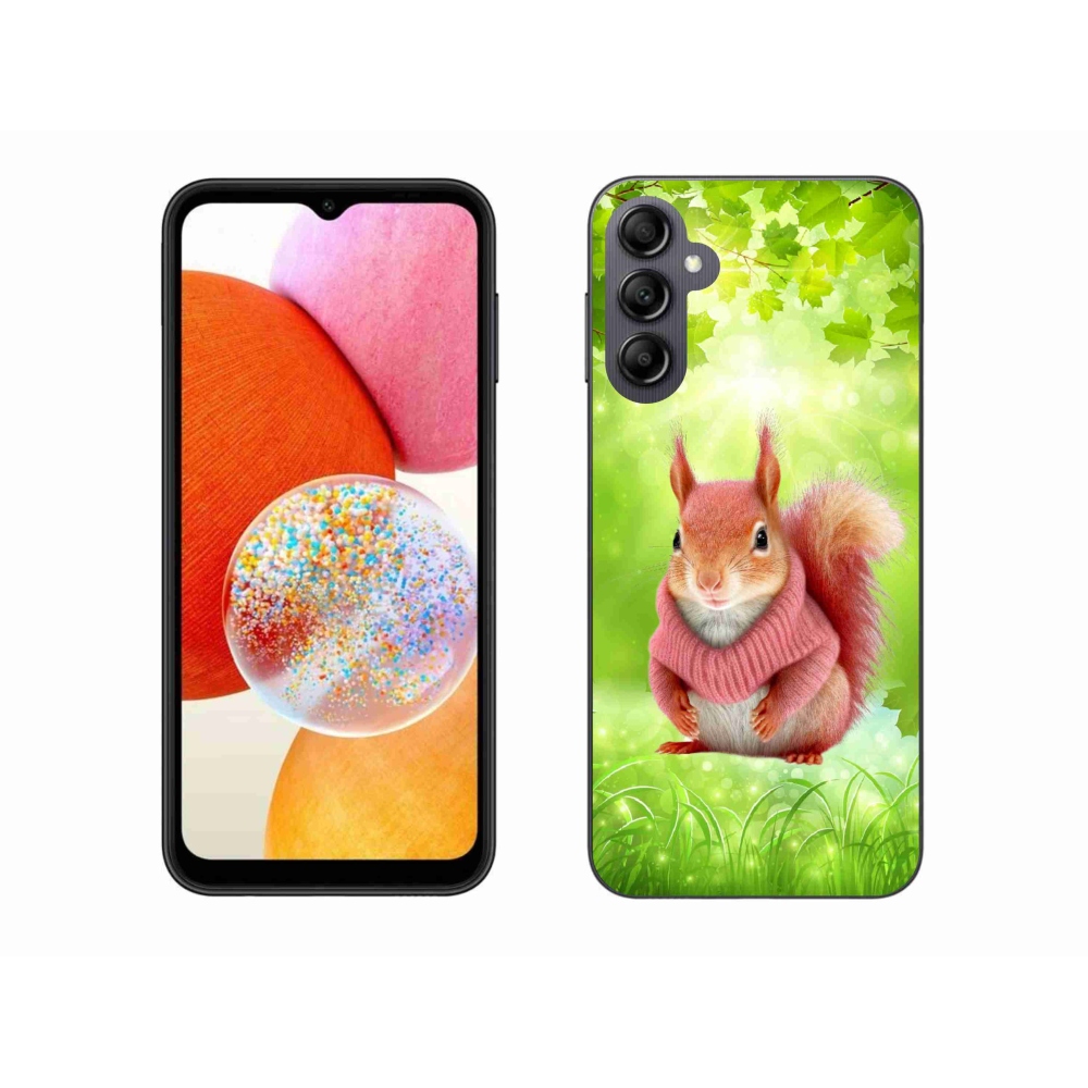 Zselés borítás mmCase Samsung Galaxy A14 4G/5G készülékhez - mókus pulóverben