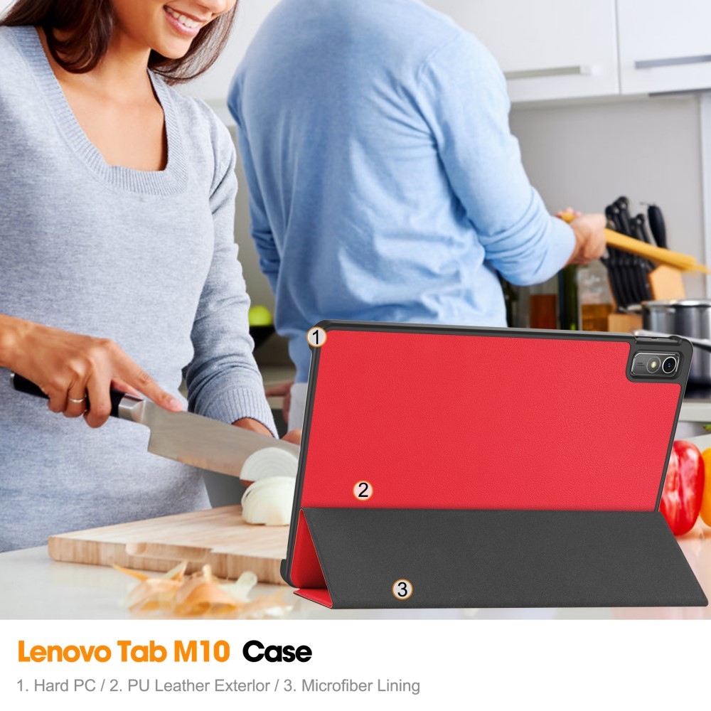 Ügyes záró tok Lenovo Tab M10 5G-hez - piros