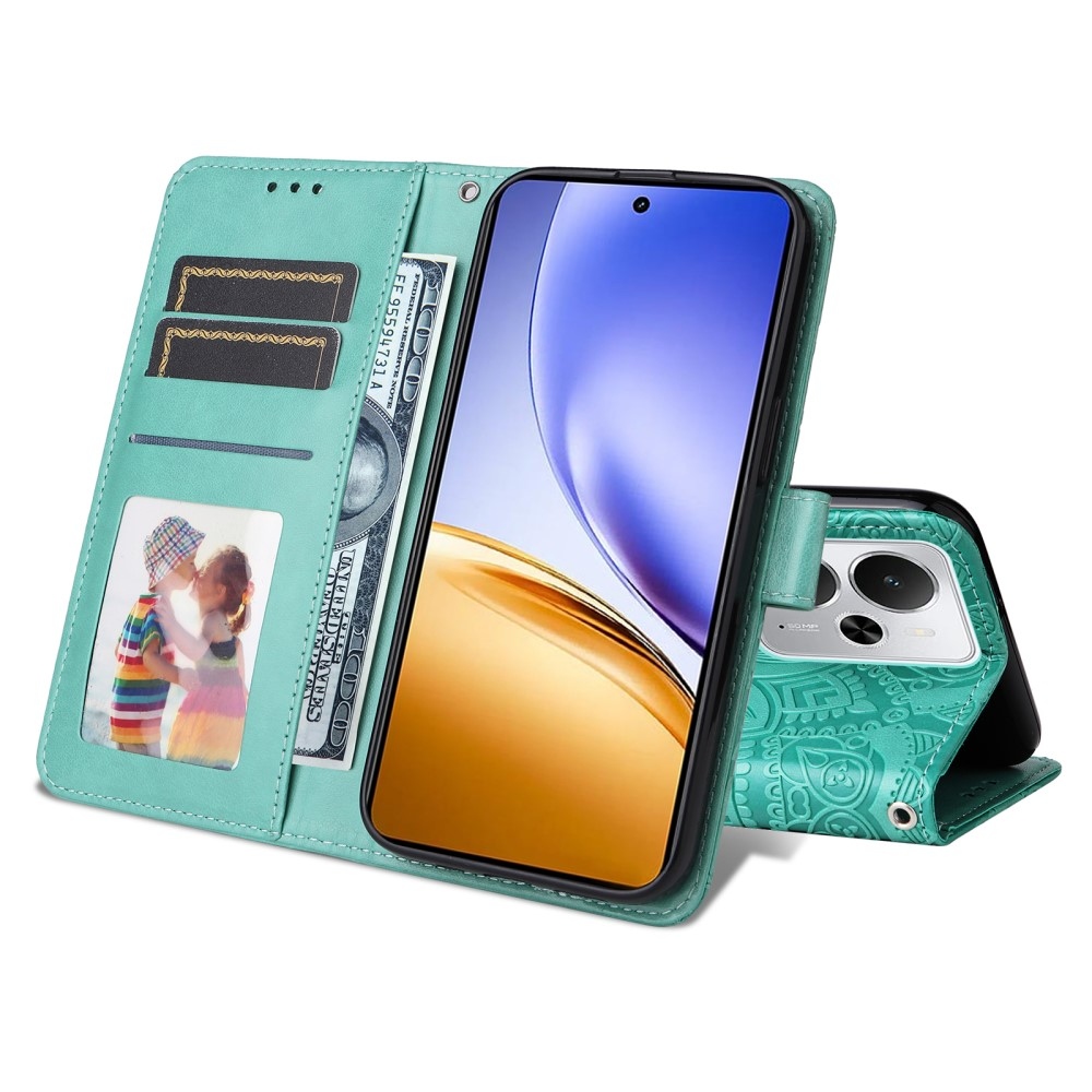 Napraforgó könyvtáska a Realme 14 5G készülékhez - teal színű