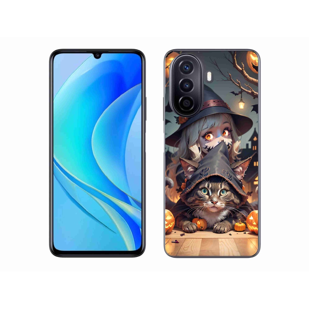 Gél borítás mmCase a Huawei Nova Y70 készülékhez - boszorkány macskával