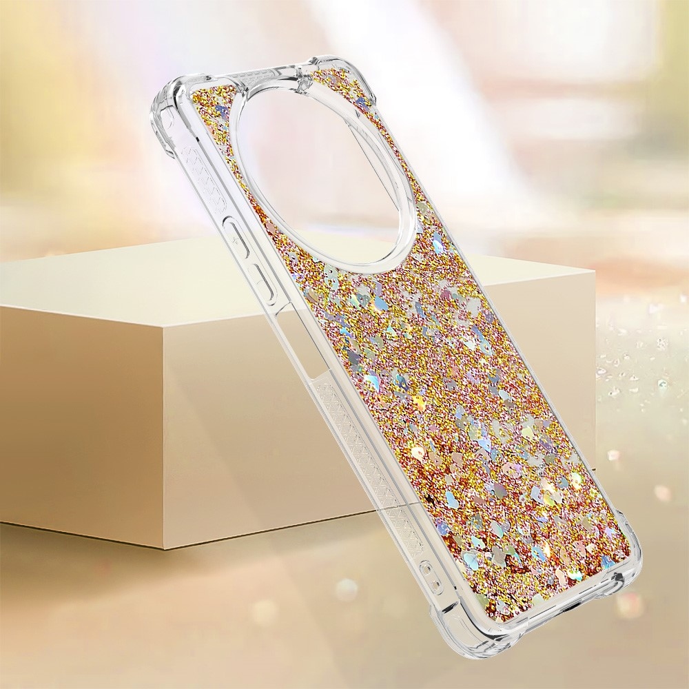 Glitter zselés homokóra tok Xiaomi Redmi A3-hoz - arany/szív