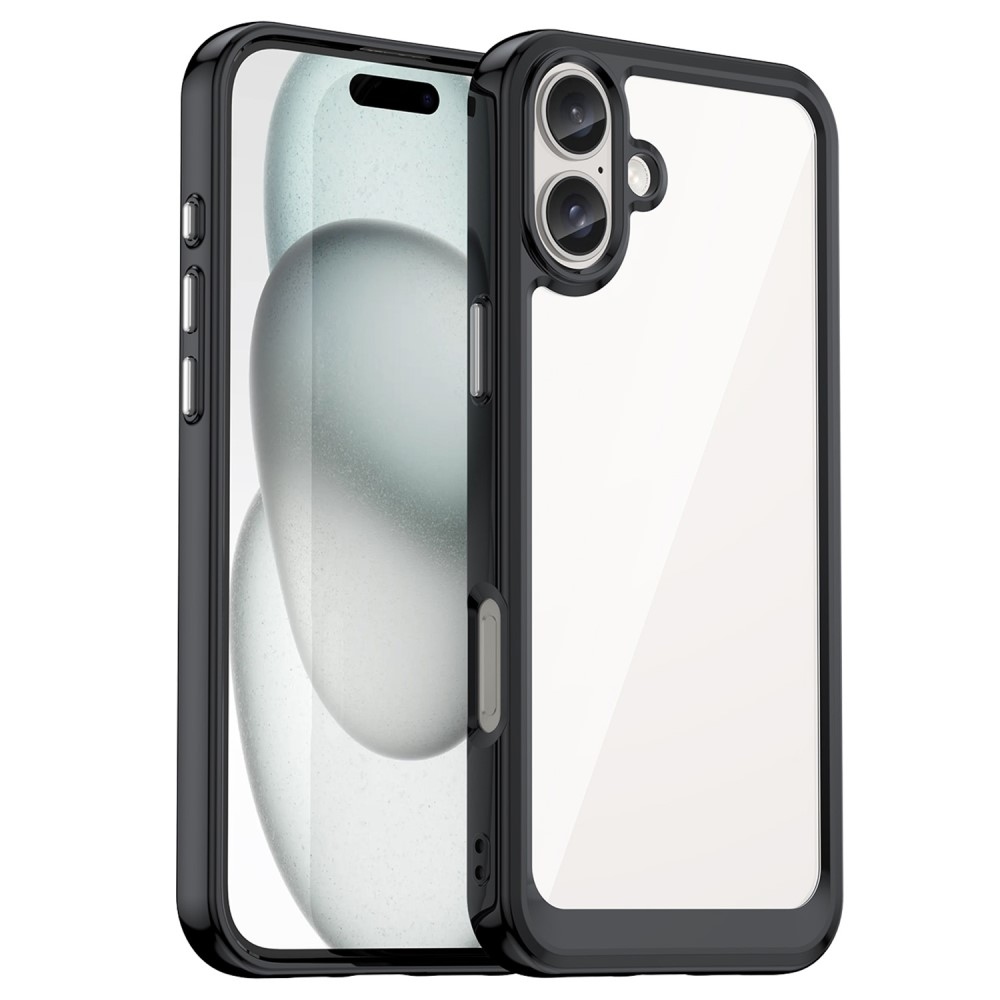 Gél tok fix hátlappal iPhone 16 Plus készülékhez - fekete