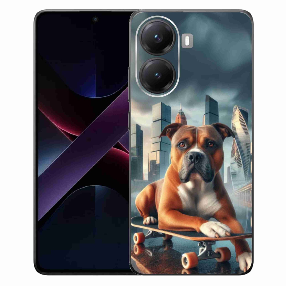 Gél borítás mmCase a Xiaomi Poco X7 Pro 5G számára - kutya gördeszkán