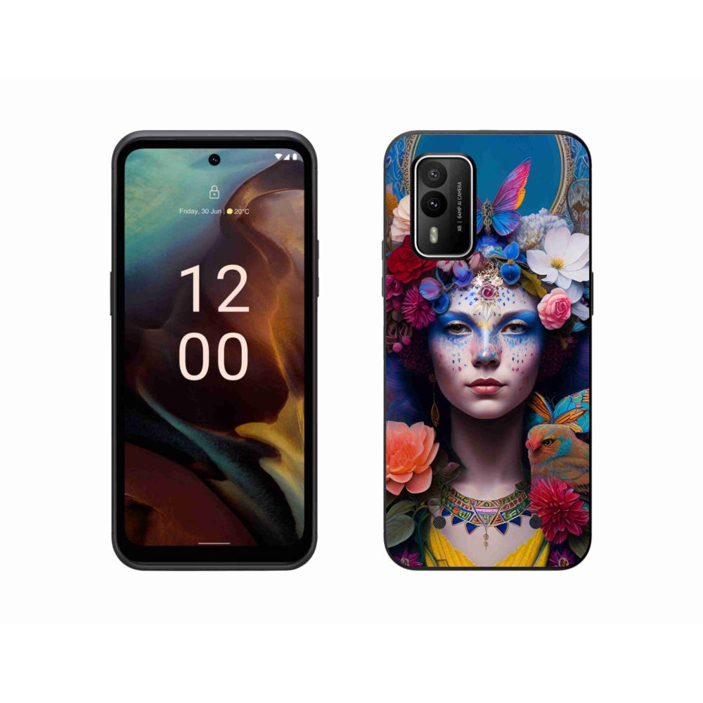Zselés borítás mmCase a Nokia XR21 készülékhez - nő virágokkal