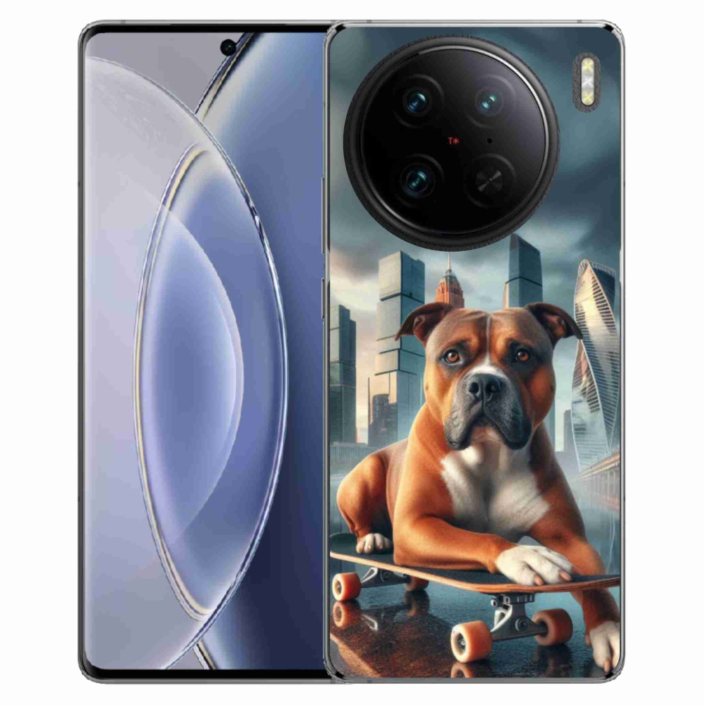 Gél borítás mmCase a Vivo X90 Pro készülékhez - kutya gördeszkán