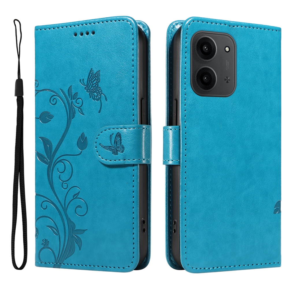 Virágok könyv tok Xiaomi Redmi 15C 4G/5G (173mm) - kék