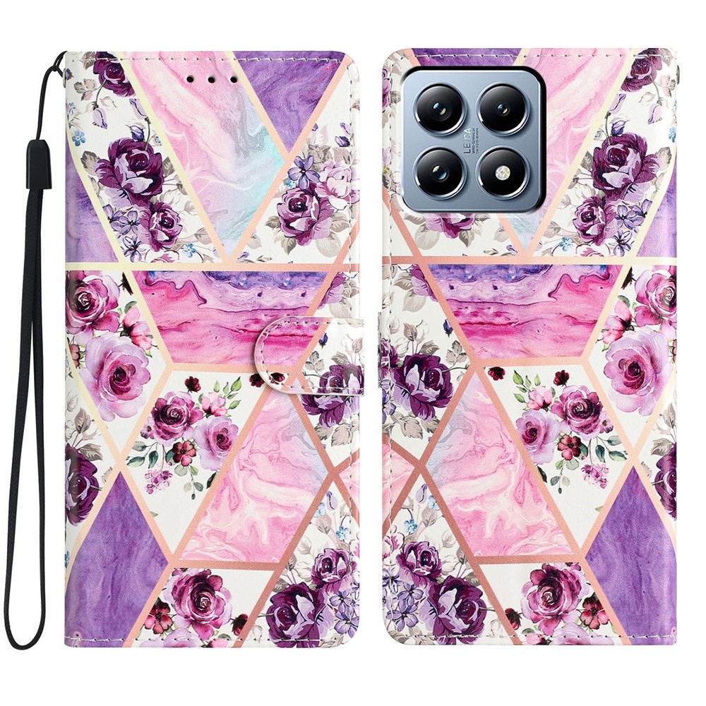 Egyedi könyv tok a Xiaomi 15T Pro számára - lila virágok