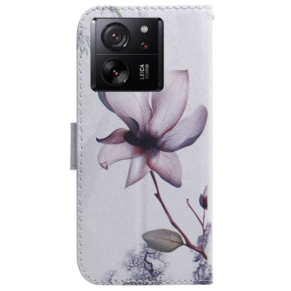 Printy könyv tok Xiaomi 13T/13T Pro - rózsaszín virág