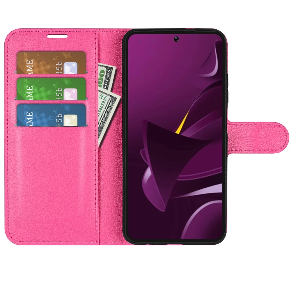 Litchi könyv tok a Xiaomi Poco M7 Pro 5G-hez - rózsaszínű
