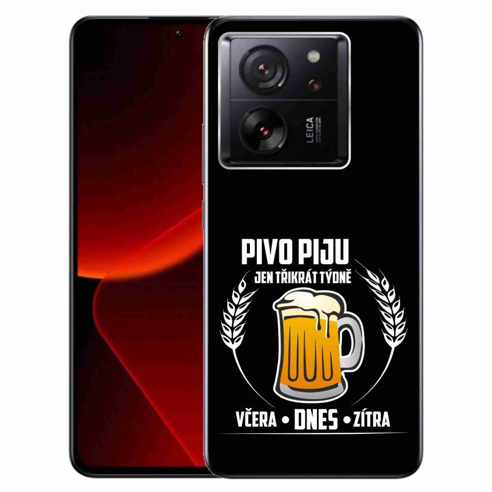 Gél borítás mmCase a Xiaomi 13T/13T Pro készülékhez - sör motívum fekete háttérrel