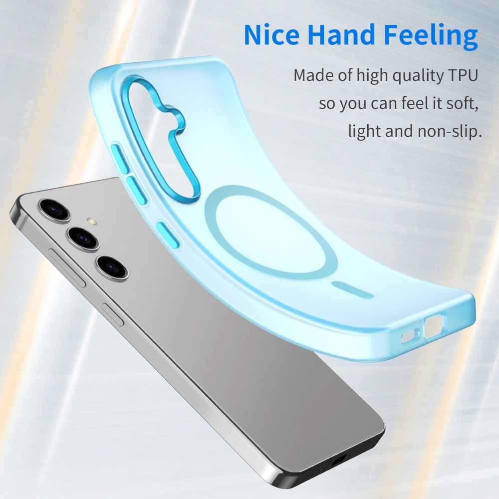 Frost gél tok MagSafe támogatással Samsung Galaxy S24+/S25+ készülékhez - világoskék színben