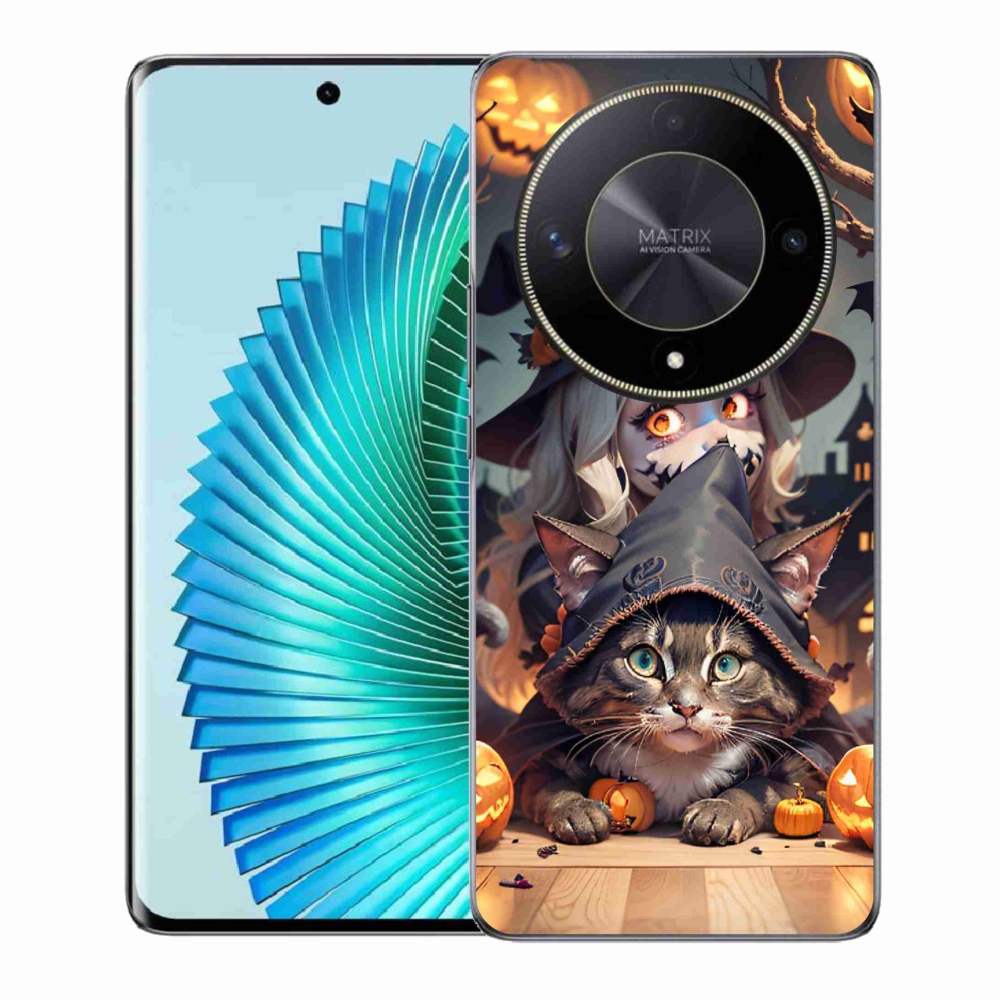 Gél borítás mmCase a Honor Magic 6 Lite 5G számára - boszorkány macskával