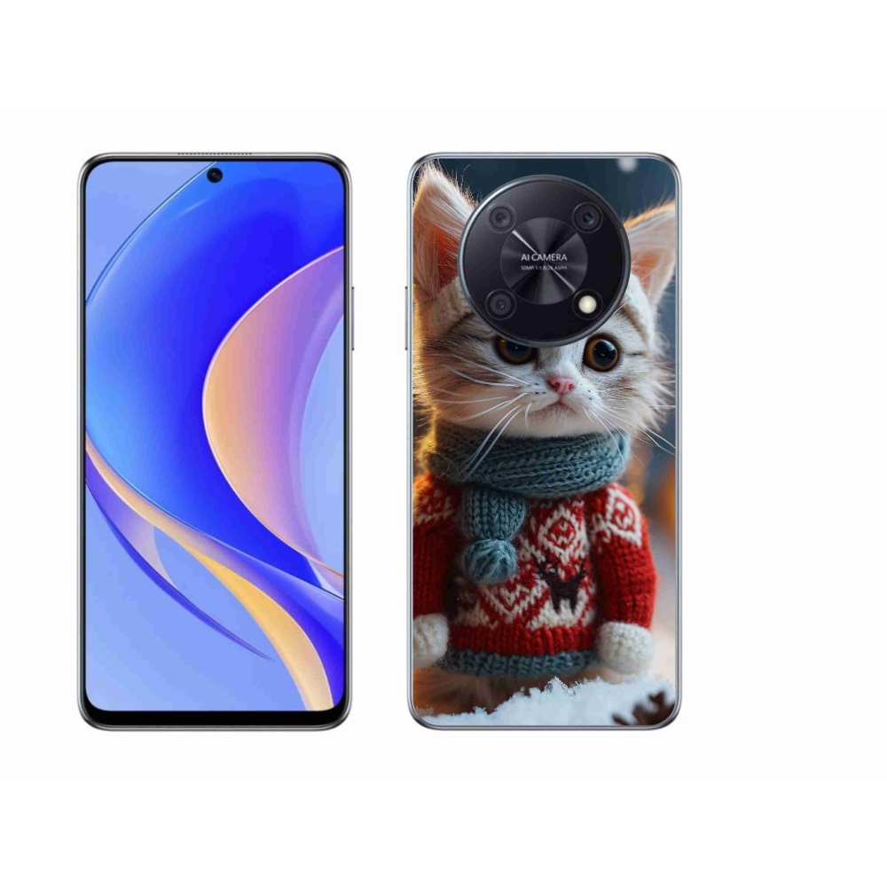 Gél borítás mmCase a Huawei Nova Y90 készülékhez - cica pulóverben