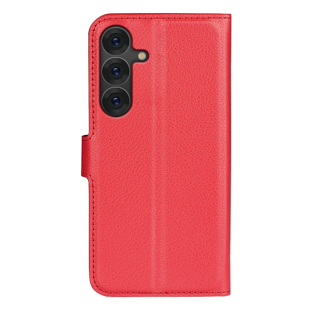 Litchi könyv tok Samsung Galaxy S25-hez - piros