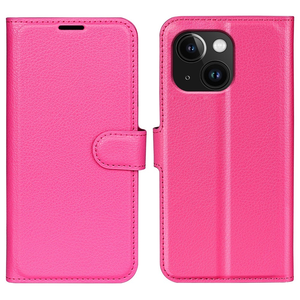 Litchi könyv tok iPhone 15 Plus készülékhez - rózsaszínű