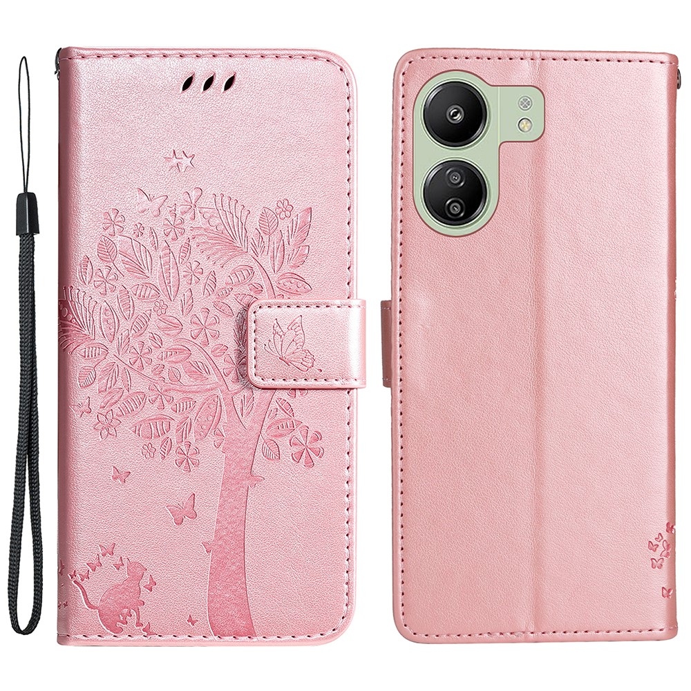 Fák könyv tokja Xiaomi Poco C65/Redmi 13C - rózsaarany