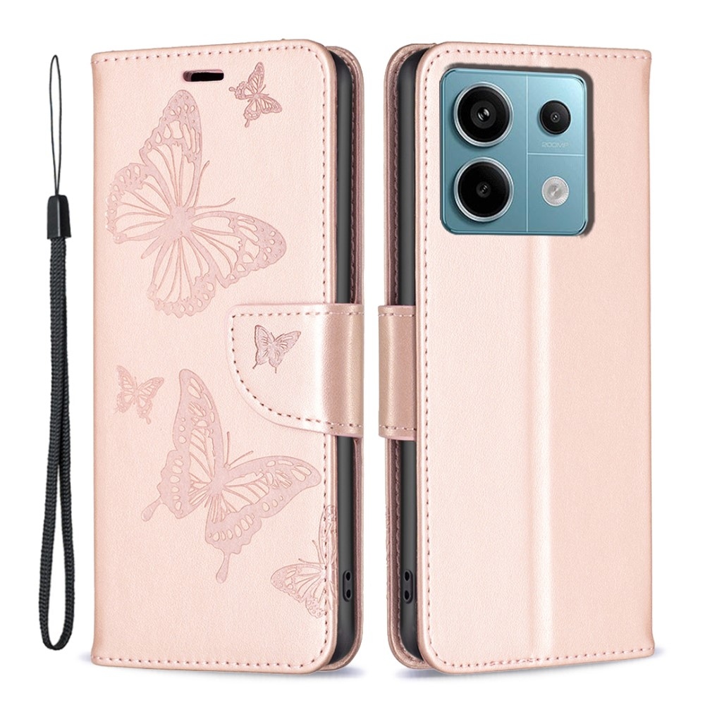Pillangó könyv tok Xiaomi Redmi Note 13 Pro 5G/Poco X6 5G - rózsa arany
