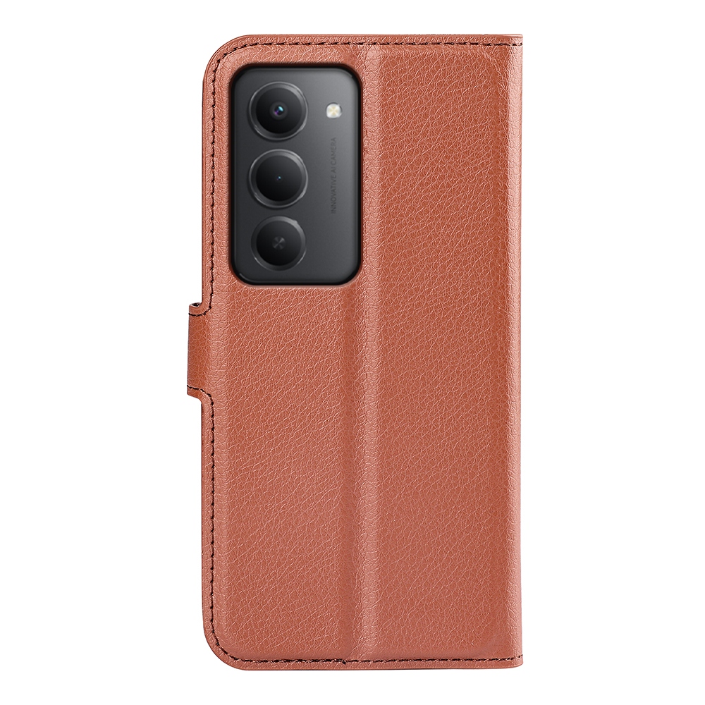 Litchi könyv tok Xiaomi Redmi 15 4G/5G (171mm) - barna