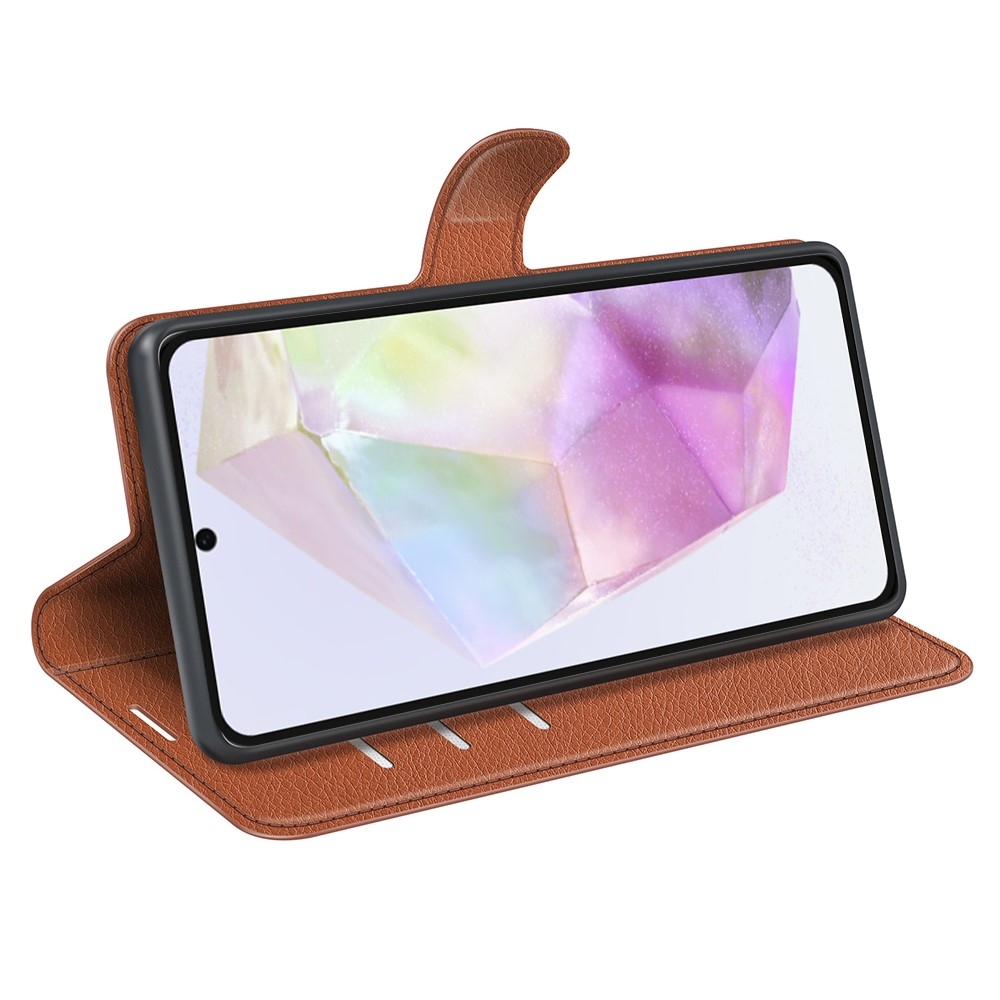 Litchi könyv tok Samsung Galaxy A36 5G-hez - barna