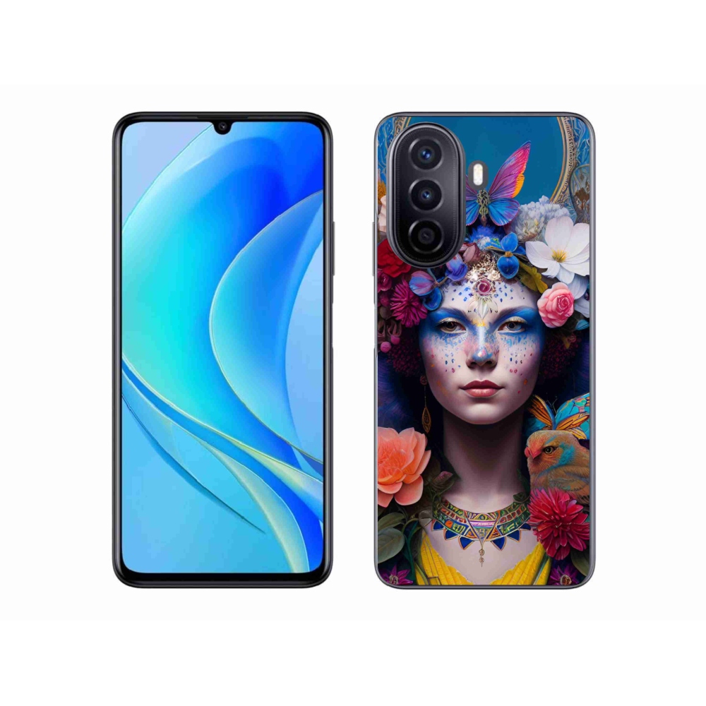 Gél borító mmCase a Huawei Nova Y70 készülékhez - nő virágokkal
