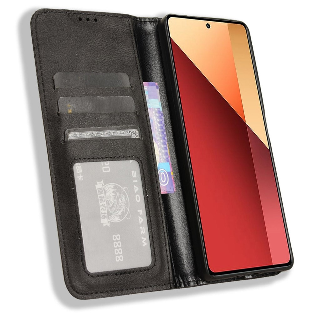 Vintage könyv tok a Xiaomi Redmi Note 14S/Note 13 Pro 4G/Poco M6 Pro számára - fekete