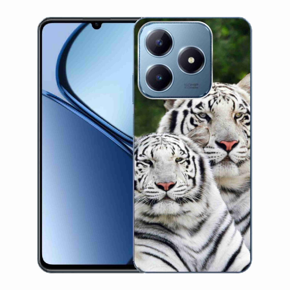 Gél tok mmCase a Realme C63 készülékhez - fehér tigrisek