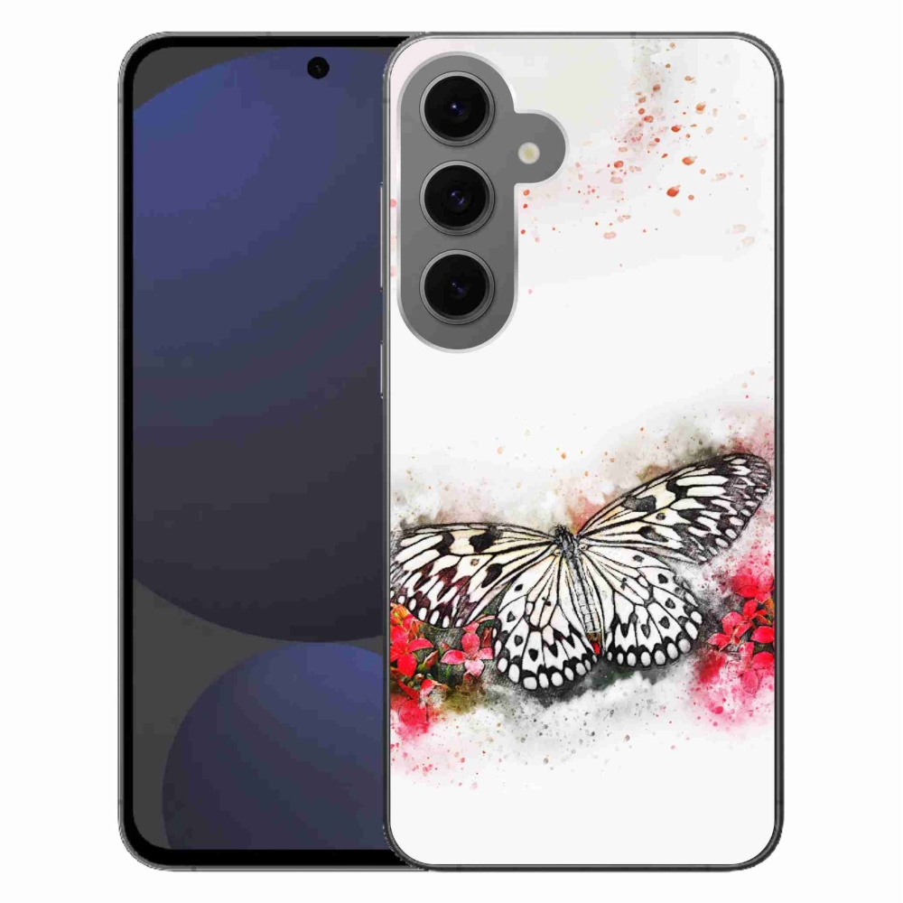 Zselés borítás mmCase Samsung Galaxy S24 FE készülékhez - fekete-fehér pillangó