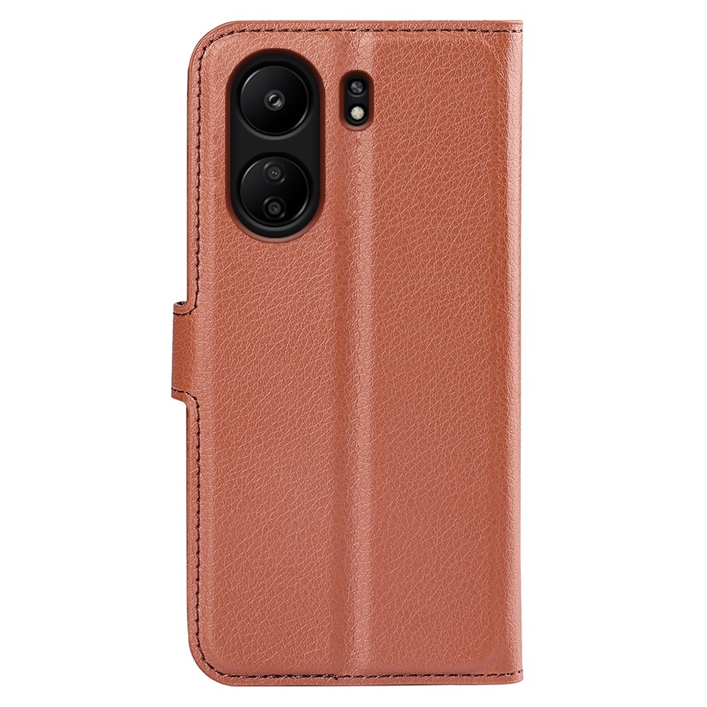 Litchi könyvtáska Xiaomi Poco C65/Redmi 13C - barna