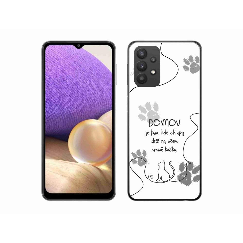 Gél borítás mmCase Samsung Galaxy A32 5G - macska motívum fehér háttérrel