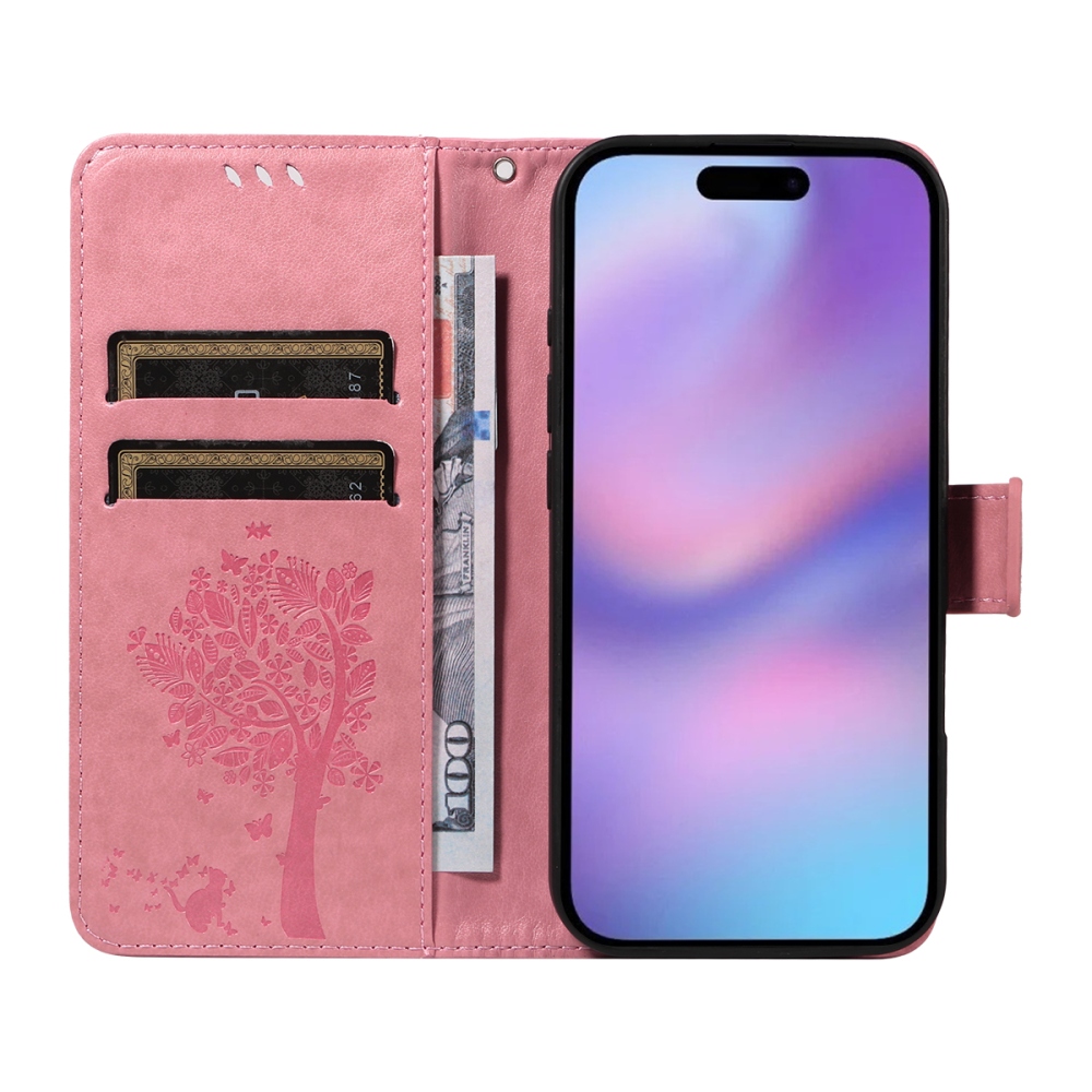 Fák könyvtáska iPhone 17 készülékhez - rózsaszín