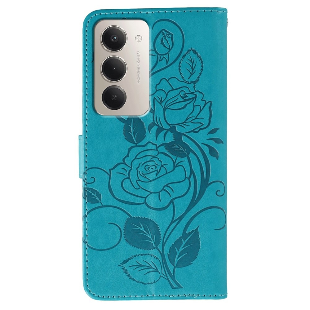 Rózsák könyv tok Xiaomi Redmi 15 5G - kék