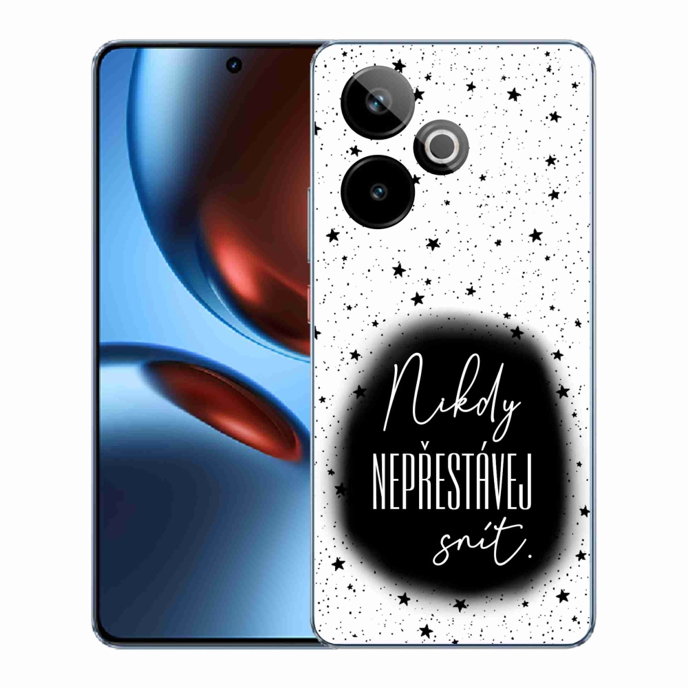 Rugalmas zselés tok mmCase a Realme GT 7 5G/GT 7T 5G képével - idézet 1 fekete és fehér háttérrel