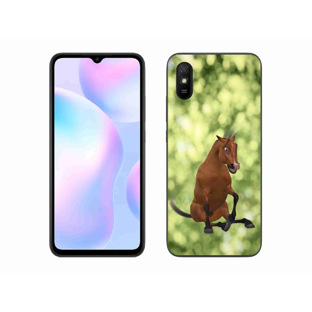 Gél borító mmCase a Xiaomi Redmi 9AT-hoz - barna rajzfilm ló 1