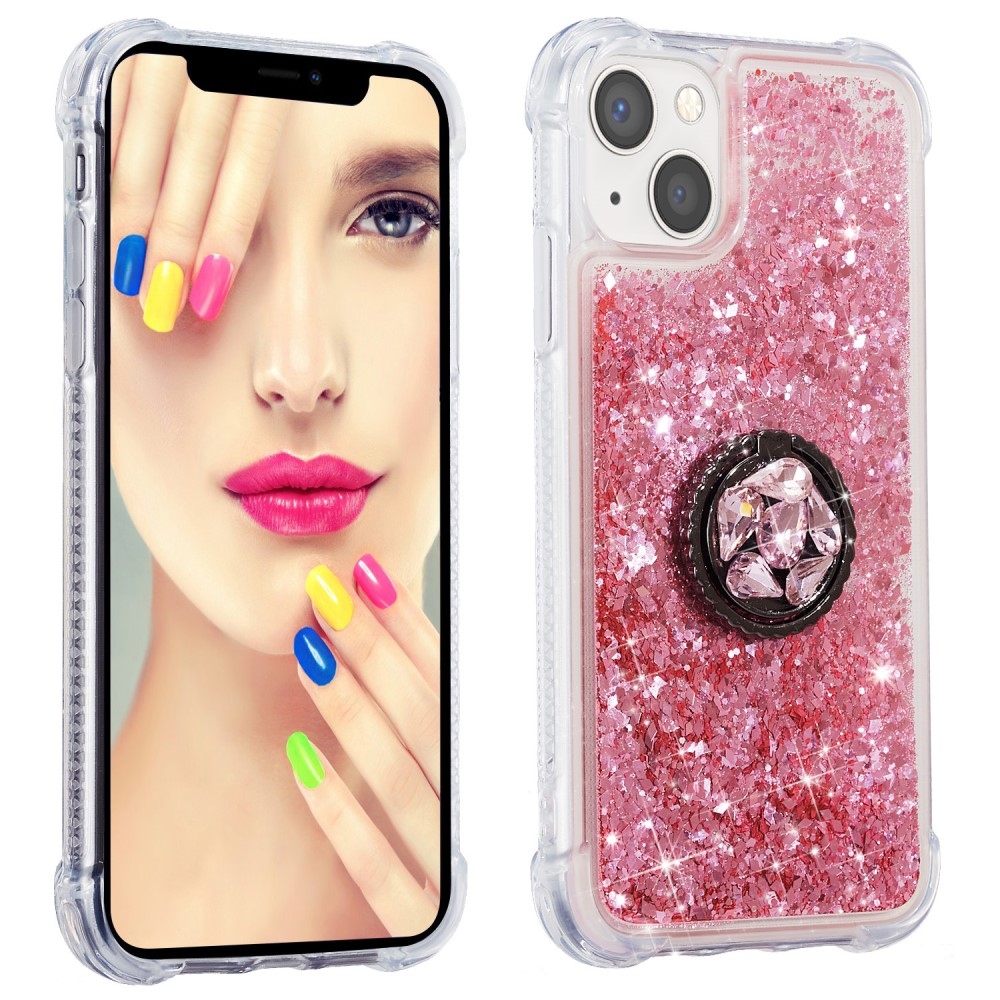 Glitter homokóra zselés tok iPhone 15 készülékhez - rózsaszín