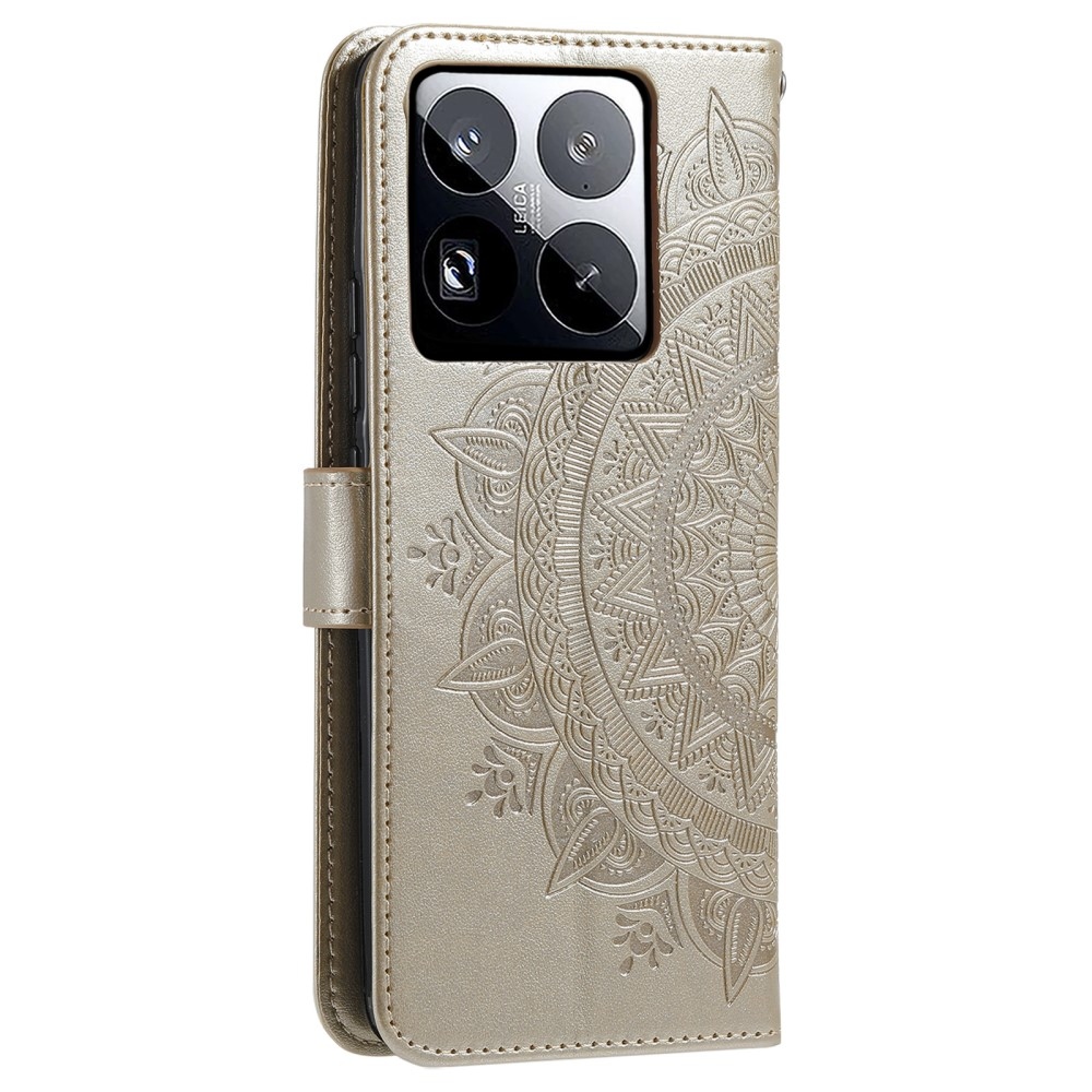 Mandala könyv tok Xiaomi 15 Pro-hoz - arany színű
