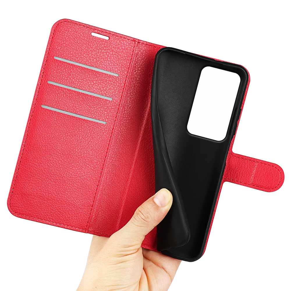 Litchi könyv tok Xiaomi Redmi 15 4G/5G (171mm) - piros
