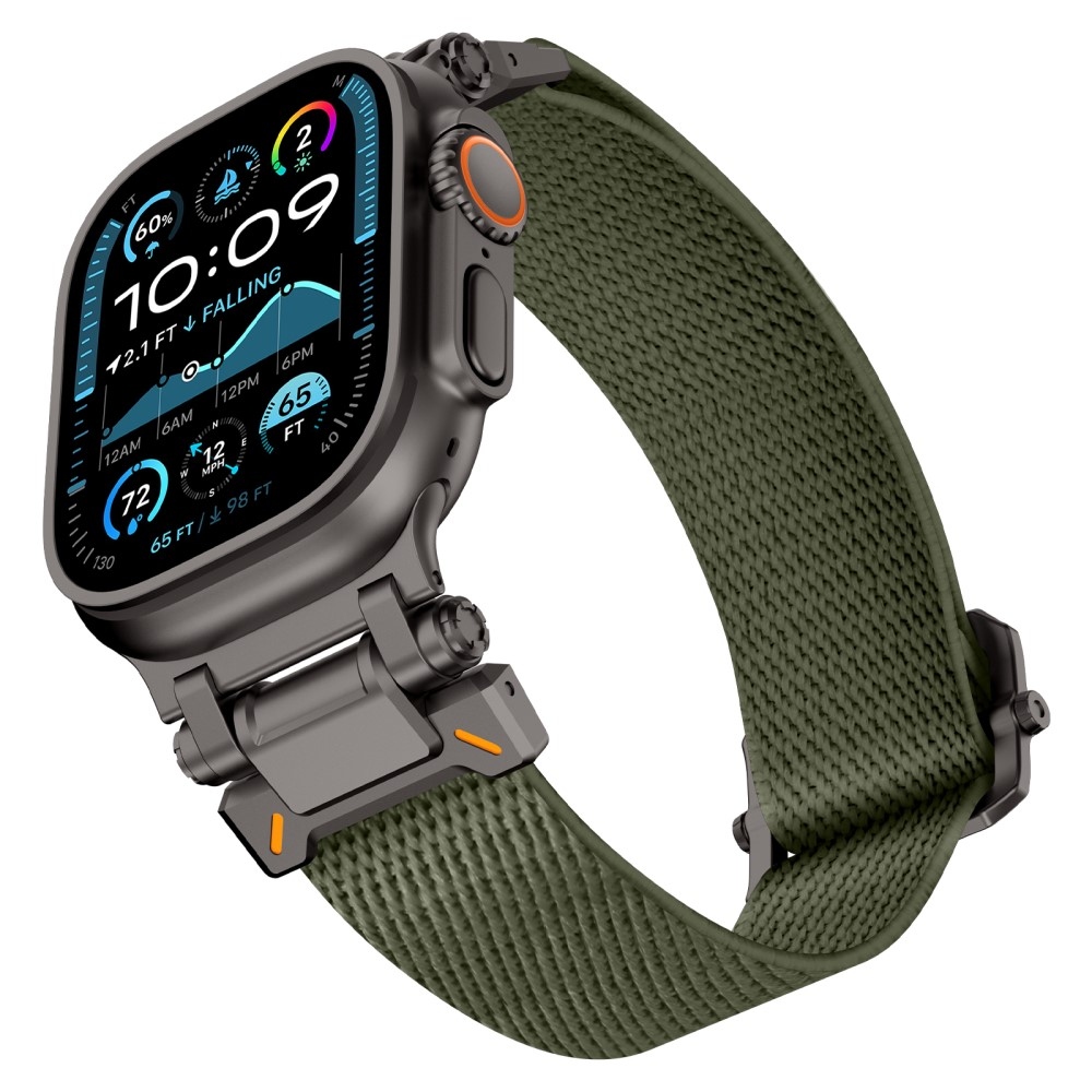 Fém nejlon szíj Apple Watch Ultra/Ultra 2 49mm/SE/SE 2022/2023 44mm/10 46mm/9/8/7 45mm/6/5/4 44mm/3/2/1 42 mm-es Apple Watch Ultra/Ultra 2 órához - zöld színű