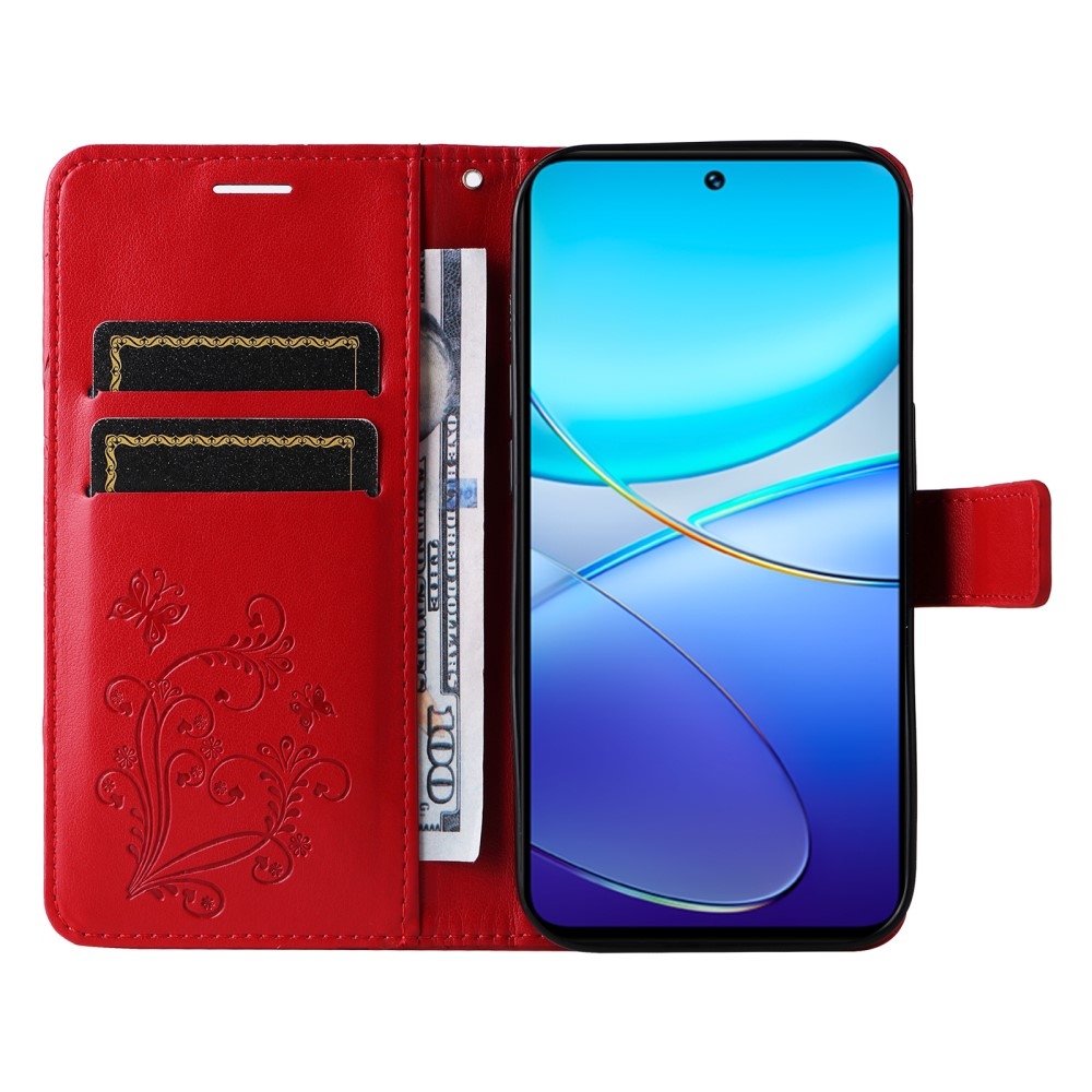 Nagy pillangó könyv tok a Vivo V40 SE 4G/5G-hez - piros