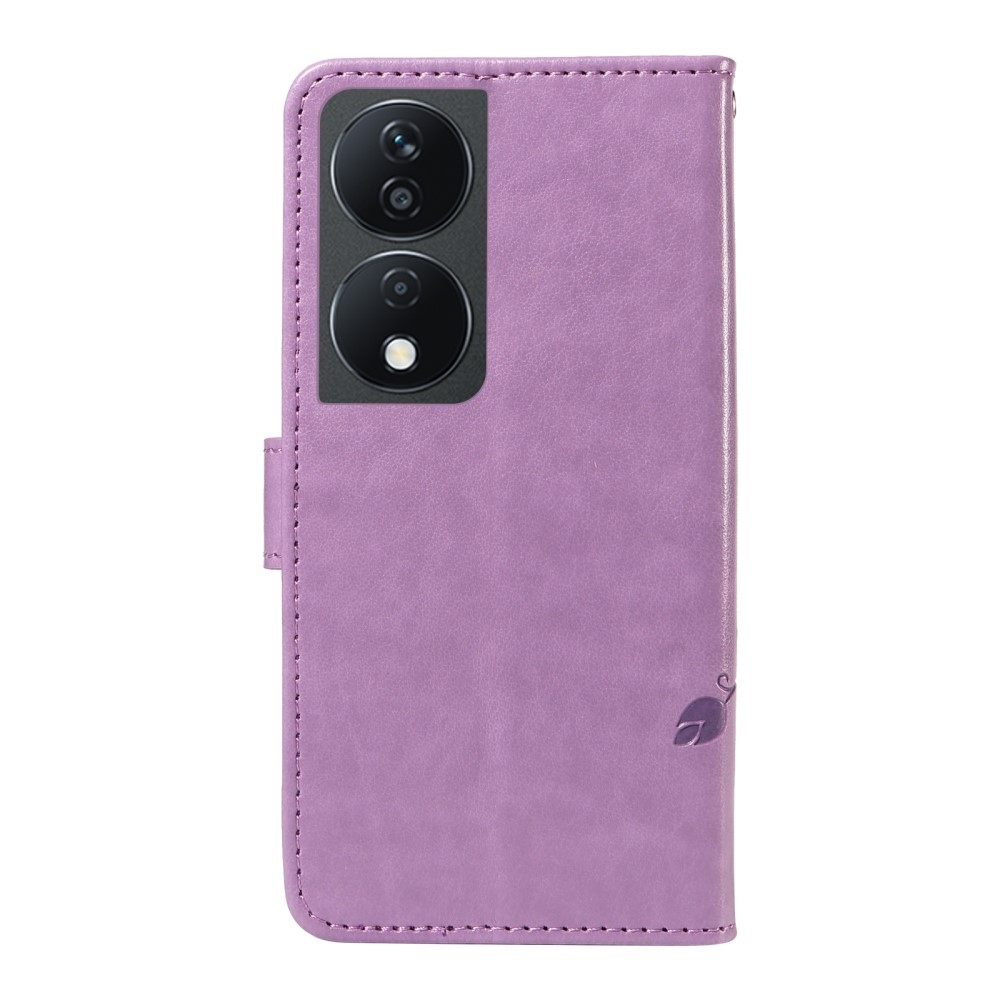 Virágok könyvtáska a Honor X7b/Honor 90 Smart készülékhez - lila