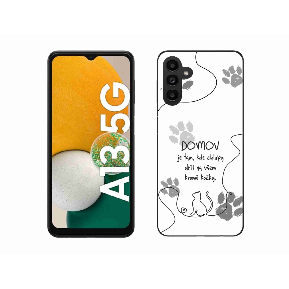 Gél borító mmCase Samsung Galaxy A13 5G - macska motívum fehér háttérrel