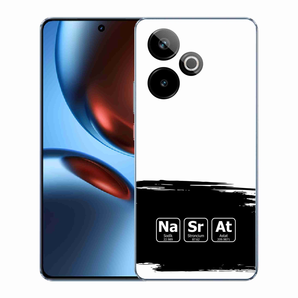 Rugalmas zselés tok mmCase a Realme GT 7 5G/GT 7T 5G képével - kémiai elemek fekete és fehér háttérrel