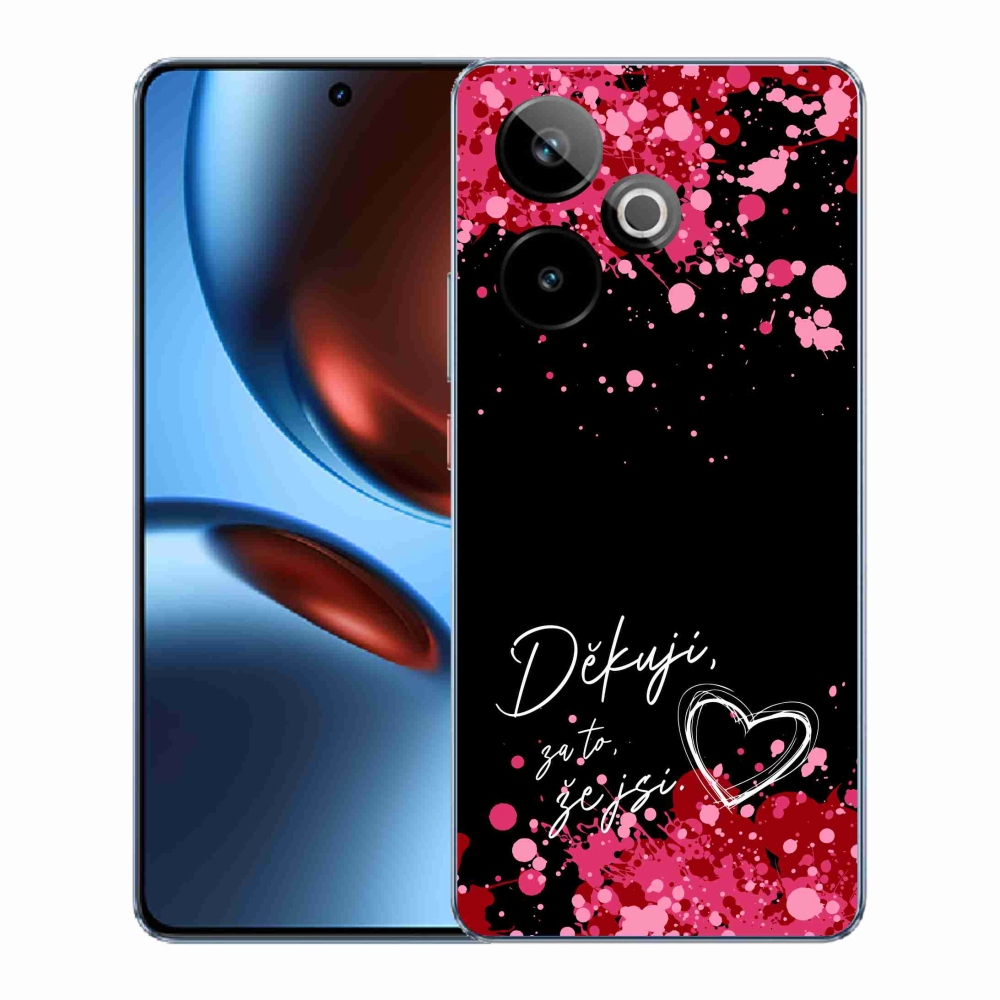 Rugalmas zselés tok mmCase a Realme GT 7 5G/GT 7T 5G képével - love text 2 fekete háttérrel
