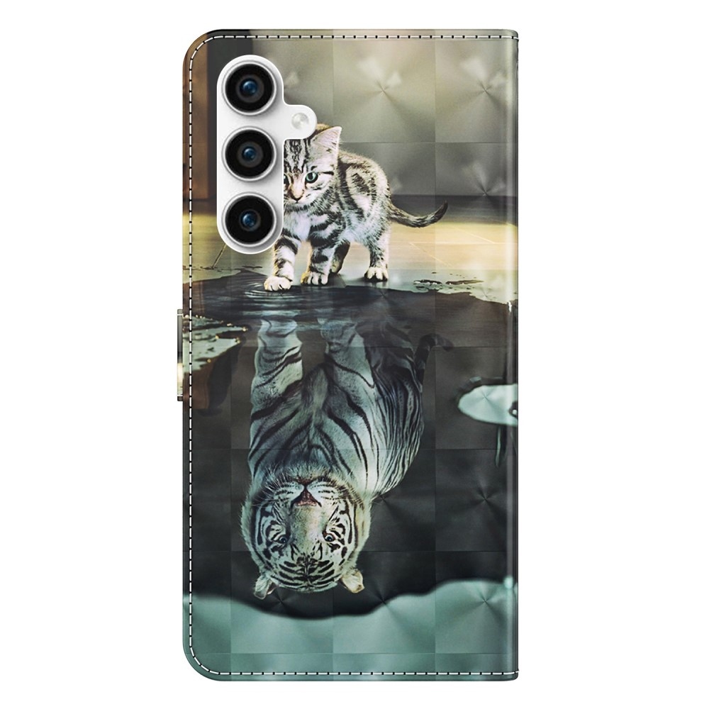 Nyomtatott könyv tok Samsung Galaxy S23 FE készülékhez - macska és tigris tükörkép