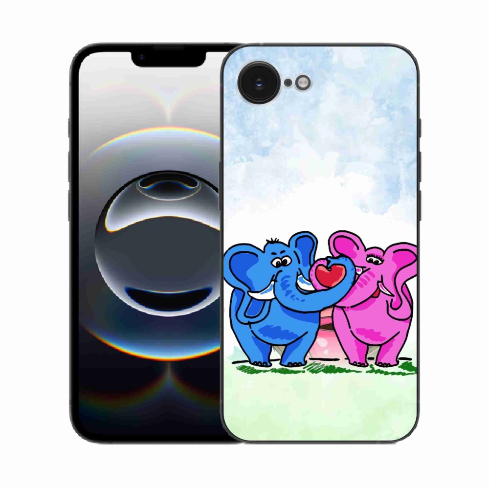 Gél borítás mmCase iPhone 16e készülékhez - szerelmes elefántok